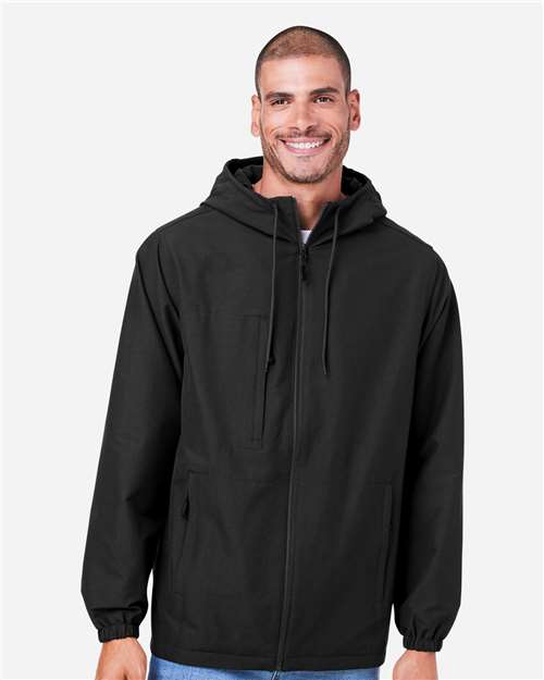 Harriton M73, Unisex Flex Twill Hooded Jacket, Black