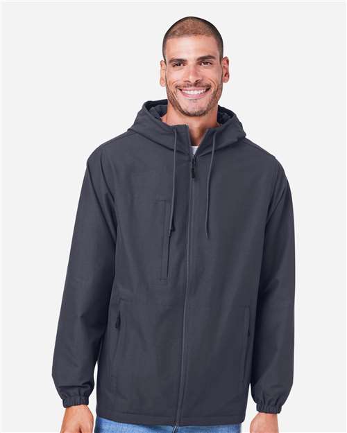 Harriton M73, Unisex Flex Twill Hooded Jacket, Dark Charcoal