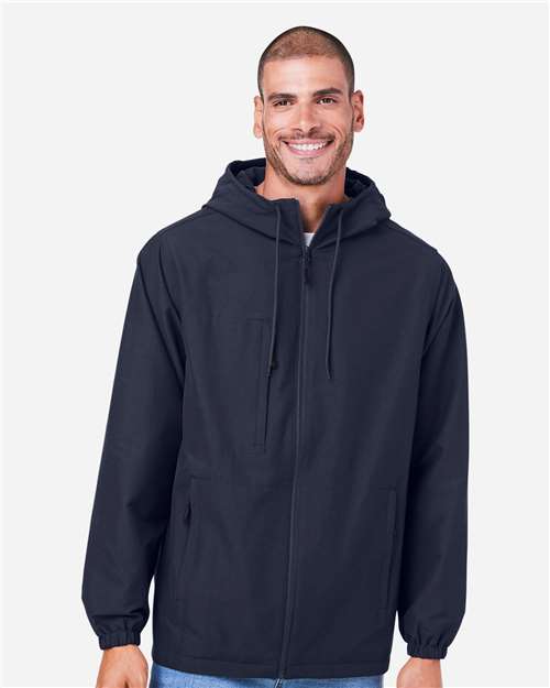 Harriton M73, Unisex Flex Twill Hooded Jacket, Dark Navy