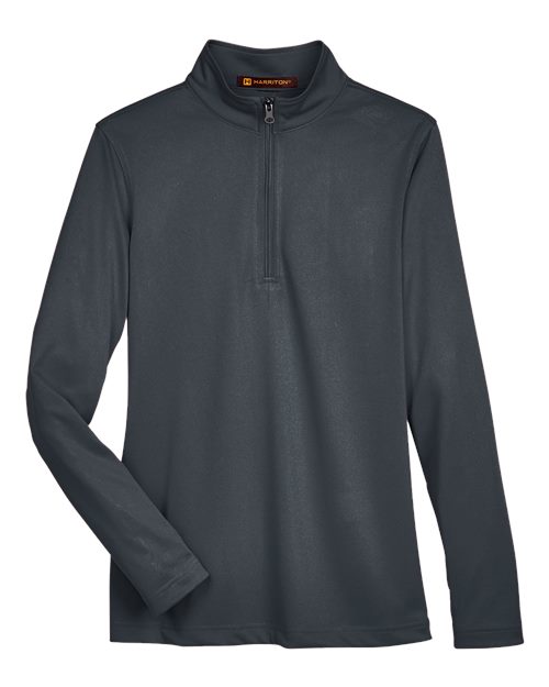 Harriton M748W, Women's Advantage Snag Protection Plus Quarter-zip Pullover, Dark Charcoal
