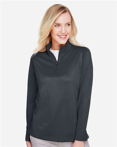 Harriton M748W, Women's Advantage Snag Protection Plus Quarter-zip Pullover, Dark Charcoal