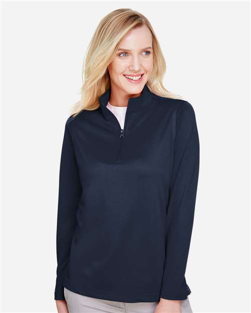 Harriton M748W, Women's Advantage Snag Protection Plus Quarter-zip Pullover, Dark Navy