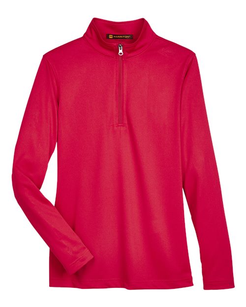 Harriton M748W, Women's Advantage Snag Protection Plus Quarter-zip Pullover, Red