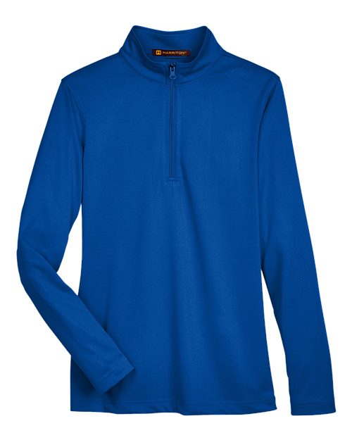 Harriton M748W, Women's Advantage Snag Protection Plus Quarter-zip Pullover, True Royal
