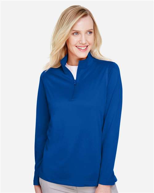 Harriton M748W, Women's Advantage Snag Protection Plus Quarter-zip Pullover, True Royal