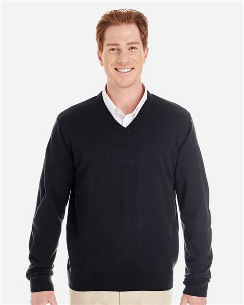 Harriton M420, Men's Pilbloc V-neck Sweater, Black