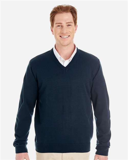 Harriton M420, Men's Pilbloc V-neck Sweater, Dark Navy