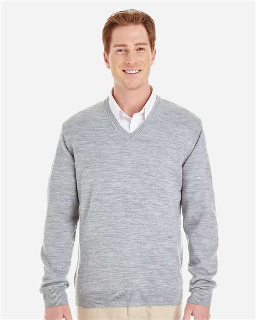 Harriton M420, Men's Pilbloc V-neck Sweater, Grey Heather