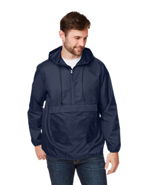 Unisex Zone Protect Packable Anorak Jacket - - 13938 Sport Dark Navy 735D9 AB Exclusive Brands Activewear CA New ab Jackets Mens & Unisex New AB Outerwear Packables Polyester - 100% Pullovers Quarter-Zips S&S Exclusive Brands Team 365 TT77 Water Resistant Zips