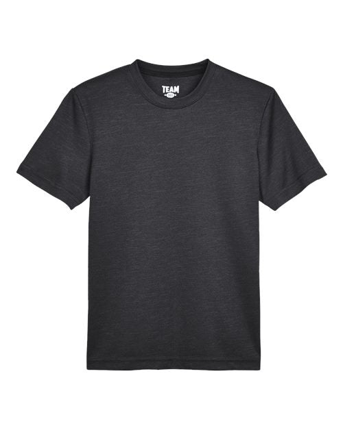 Team 365 TT11HY, Youth Sonic Heather Performance T-shirt, Black Heather