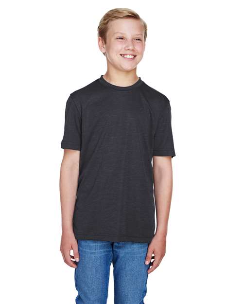 Youth Sonic Heather Performance T-Shirt - - 13941 Black Heather 3-3.9 oz 674D9 AB Exclusive Brands Back to School 2025 CA CA New ab Crewneck Moisture-Management New AB Performance Polyester - 100% S&S Exclusive Brands Short Sleeves Side Seams T-Shirts T-Shirts - Premium Team 365 Tops TT11HY Youth