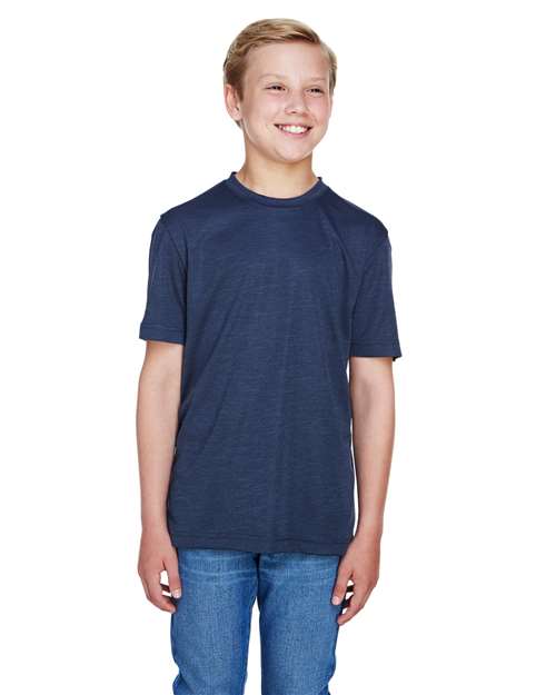 Youth Sonic Heather Performance T-Shirt - - 13941 Sport Dark Navy Heather 3-3.9 oz 674D9 AB Exclusive Brands Back to School 2025 CA CA New ab Crewneck Moisture-Management New AB Performance Polyester - 100% S&S Exclusive Brands Short Sleeves Side Seams T-Shirts T-Shirts - Premium Team 365 Tops TT11HY Youth