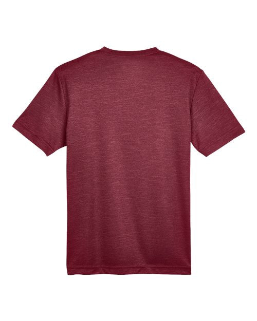 Team 365 TT11HY, Youth Sonic Heather Performance T-shirt, Sport Maroon Heather