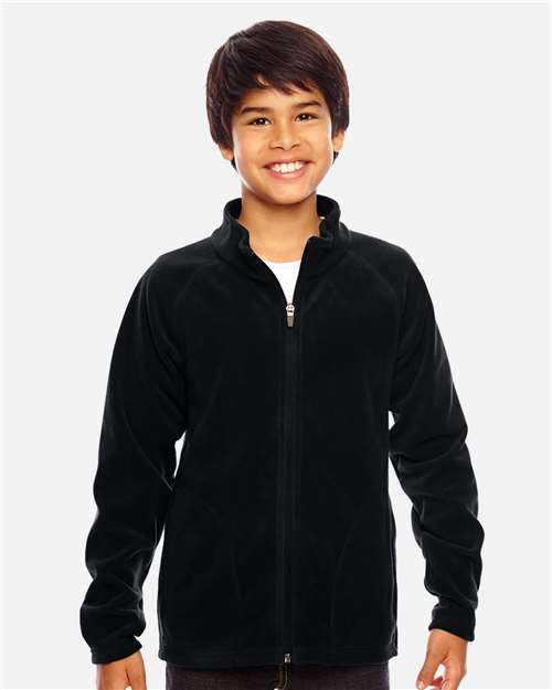 Team 365 TT90Y, Youth Campus Microfleece Jacket, Black