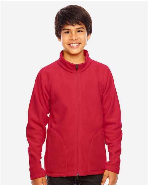Team 365 TT90Y, Youth Campus Microfleece Jacket, Sport Red
