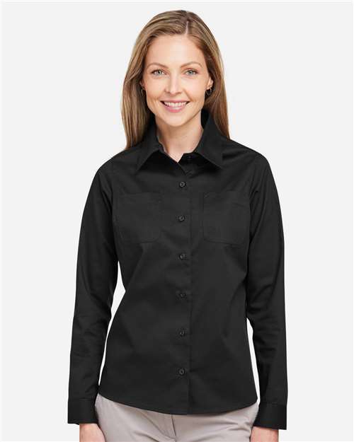 Harriton M585LW, Women's Advantage Il Workshirt, Black