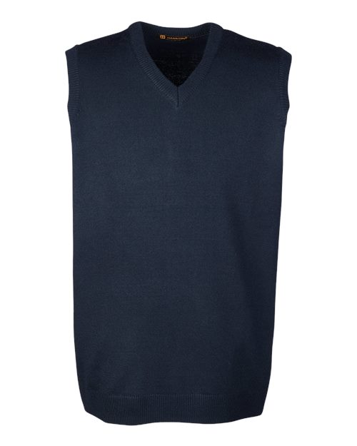 Harriton M415, Men's Pilbloc V-neck Sweater Vest, Dark Navy