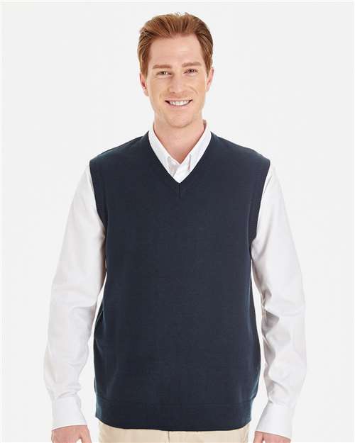 Harriton M415, Men's Pilbloc V-neck Sweater Vest, Dark Navy