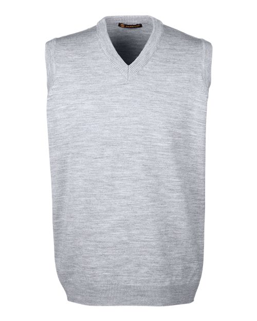 Harriton M415, Men's Pilbloc V-neck Sweater Vest, Grey Heather