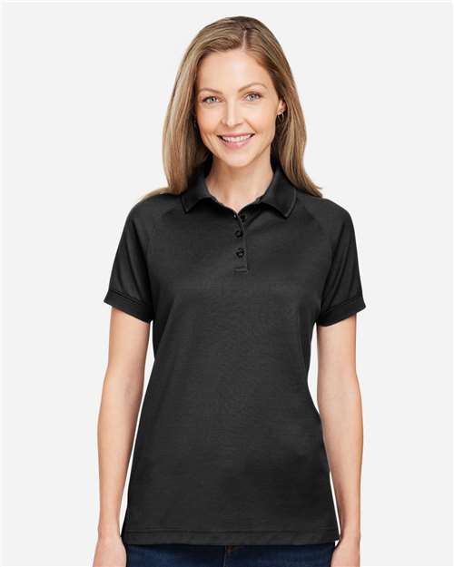 Harriton M208W, Women's Charge Snag And Soil Protect Polo, Black