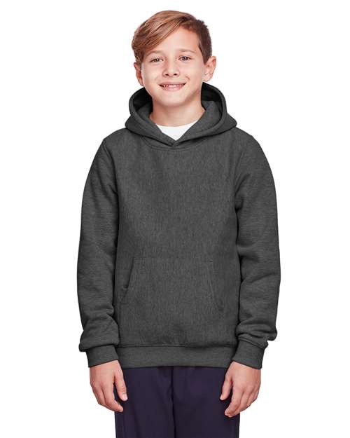Youth Zone HydroSport™ Heavyweight Hooded Sweatshirt - - 13973 Dark Grey Heather 11-11.9 oz 761D9 AB Exclusive Brands CA New ab Fleece Fleece - Core - Hood Hooded Media Pocket New AB Pullovers S&S Exclusive Brands Safety Sweatshirts & Fleece Team 365 Tops TT96Y Youth