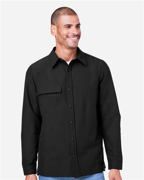 Harriton M72, Unisex Flex Twill Overshirt Jacket, Black