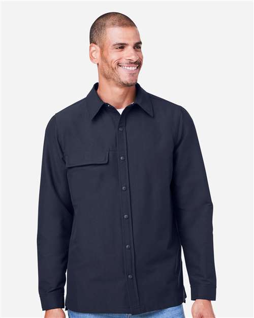 Harriton M72, Unisex Flex Twill Overshirt Jacket, Dark Navy