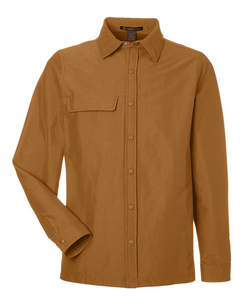 Harriton M72, Unisex Flex Twill Overshirt Jacket, Duck Brown