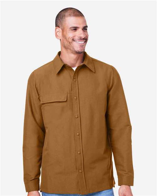 Harriton M72, Unisex Flex Twill Overshirt Jacket, Duck Brown