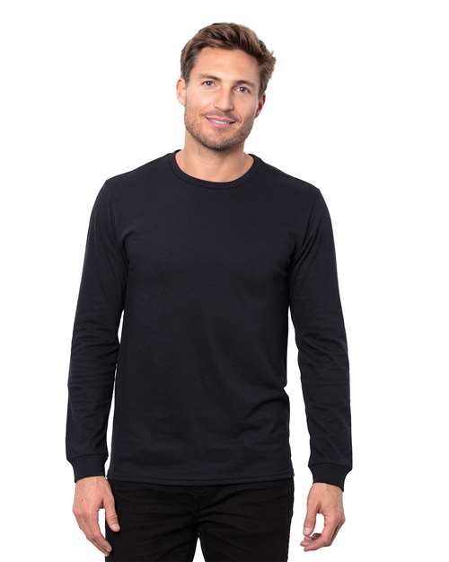 Unisex Epic CVC Long Sleeve T-Shirt - - 14015 Solid Black 4-4.9 oz 818E0 CA New ab Crewneck Long Sleeves Mens & Unisex New AB Recycled Sustainable Materials Sustainable Styles T-Shirts T-Shirts - Long Sleeve T3001 Threadfast Apparel Tops