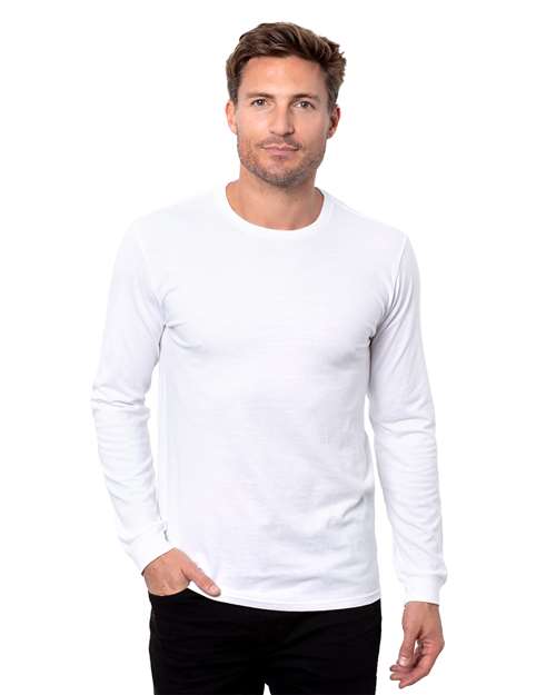 Unisex Epic CVC Long Sleeve T-Shirt - - 14015 Solid White 4-4.9 oz 818E0 CA New ab Crewneck Long Sleeves Mens & Unisex New AB Recycled Sustainable Materials Sustainable Styles T-Shirts T-Shirts - Long Sleeve T3001 Threadfast Apparel Tops