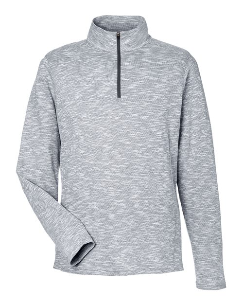 North End NE415, Men's Eclipse Jacquard Quarter-zip Pullover, Black Heather