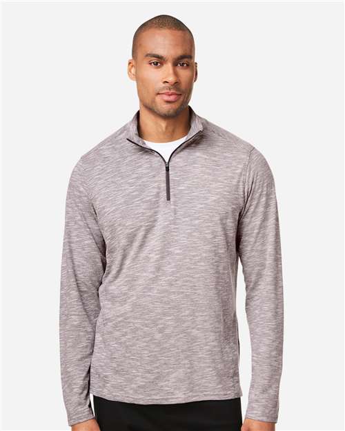 North End NE415, Men's Eclipse Jacquard Quarter-zip Pullover, Burgundy Heather