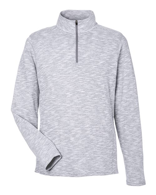 North End NE415, Men's Eclipse Jacquard Quarter-zip Pullover, Platinum Heather