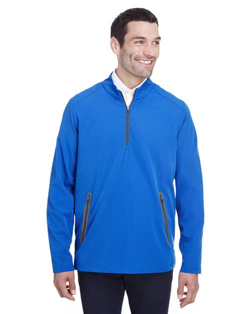 Men's Quest Stretch Quarter-Zip Pullover - - 14043 Olympic Blue Carbon 172D3 AB Exclusive Brands CA New ab Jackets Mens & Unisex NE401 New AB North End Performance Pullovers Quarter-Zips S&S Deep Deals S&S Exclusive Brands Tops Zips