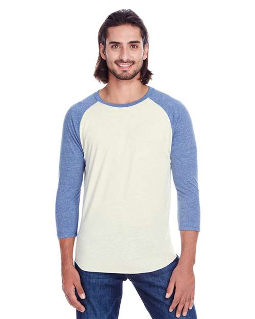 Unisex Triblend Three-Quarter Sleeve Raglan T-Shirt - - 14026 Cream Navy Triblend 3/4 Sleeves 302G 4-4.9 oz 786E0 CA New ab Cotton - Ringspun Crewneck Fitted Mens & Unisex New AB Playbook - Restaurant & Hospitality Playbook - Restaurant & Hospitality Brand Merch Playbook Summer to School Raglans Recycled Side Seams T-Shirts T-Shirts - Long Sleeve Tear Away Threadfast Apparel Tops Triblends