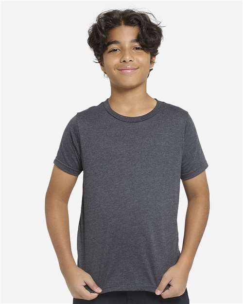 Youth Epic CVC T-Shirt - - 14056 Heather Black 4-4.9 oz 814E0 CA New ab Cotton Crewneck New New AB Polyester Preshrunk Short Sleeves Sustainable Materials Sustainable Styles T-Shirts T-Shirts - Premium T1001B Tear Away Threadfast Apparel Tops Youth