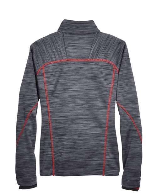 North End 78697, Women's Flux Mélange Bonded Fleece Jacket, Carbon/ Olympic Red
