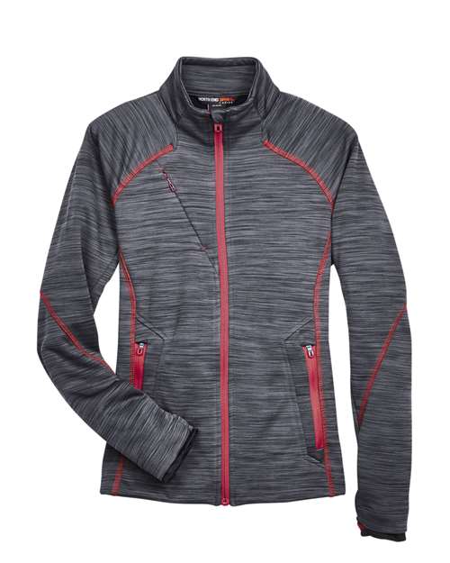 North End 78697, Women's Flux Mélange Bonded Fleece Jacket, Carbon/ Olympic Red