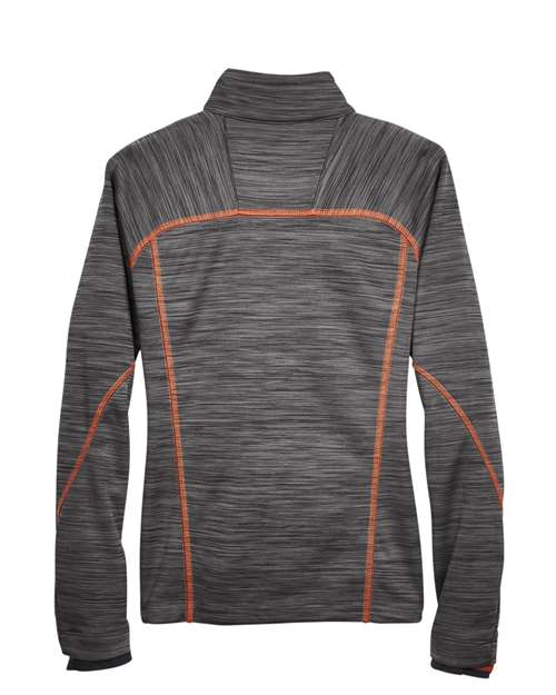 North End 78697, Women's Flux Mélange Bonded Fleece Jacket, Carbon/ Orange Soda