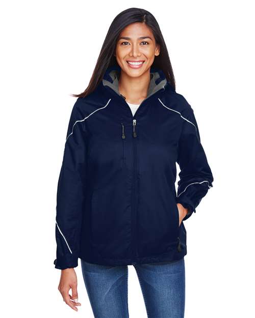 Women's Angle 3-in-1 Jacket with Bonded Fleece Liner - - 14076 Night 120D3 78196 AB Exclusive Brands Adjustable CA New ab Drawstring Full-Zips Hooded Jackets Media Pocket New AB North End Outerwear Performance Pockets Polyester - 100% Womens Zips