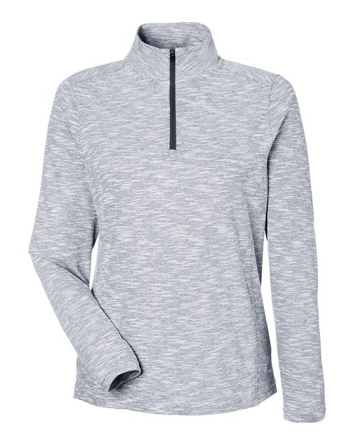 North End NE415W, Women's Eclipse Jacquard Quarter-zip Pullover, Black Heather