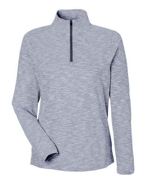 North End NE415W, Women's Eclipse Jacquard Quarter-zip Pullover, Classic Navy Heather