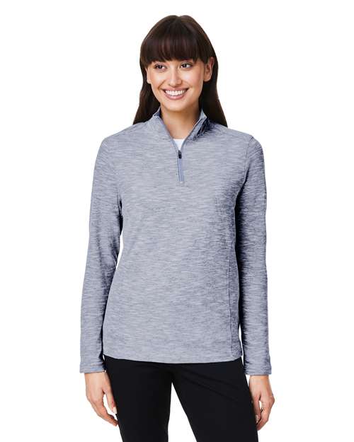 Women's Eclipse Jacquard Quarter-Zip Pullover - - 14078 Classic Navy Heather 179D3 AB Exclusive Brands Activewear CA New ab Corporate Corporate Gifting & Incentives Corporate Gifting - Mid-Range Explore School & Team Jackets NE415W New New AB North End Performance Pullovers Quarter-Zips Recycled School & Team - Coaches School & Team - Teams Tops Womens Zips