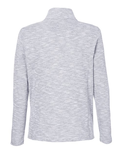 North End NE415W, Women's Eclipse Jacquard Quarter-zip Pullover, Platinum Heather