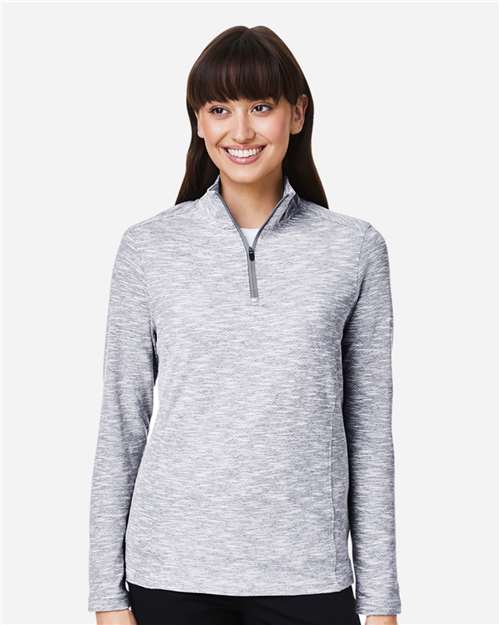 North End NE415W, Women's Eclipse Jacquard Quarter-zip Pullover, Platinum Heather