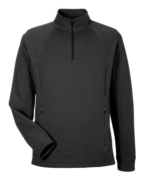 North End NE200, Men's Rhythm Waffle Quarter-zip Pullover, Black