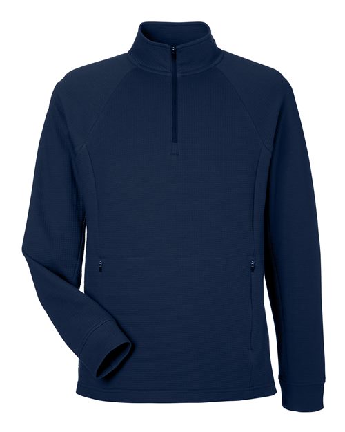 North End NE200, Men's Rhythm Waffle Quarter-zip Pullover, Classic Navy