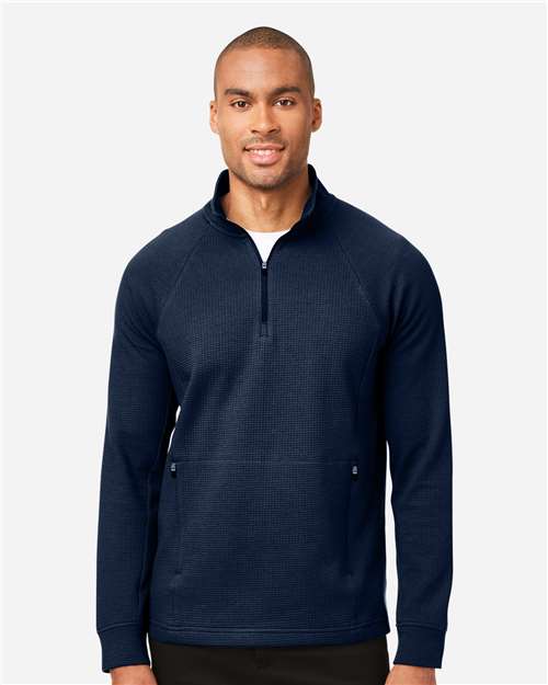 North End NE200, Men's Rhythm Waffle Quarter-zip Pullover, Classic Navy