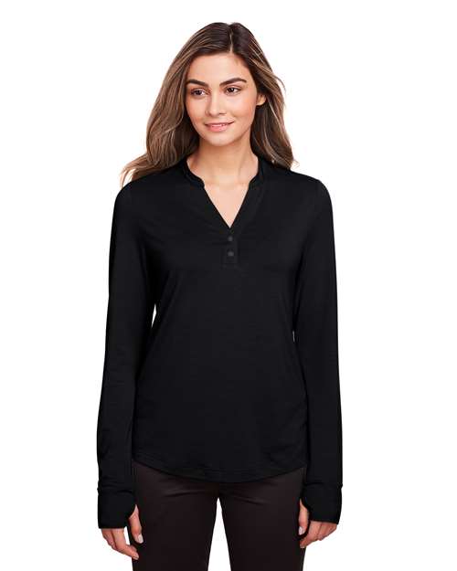 Women's JAQ Stretch Performance V-Neck Snap Pullover - - 14082 Black 171D3 5-5.9 oz AB Exclusive Brands Antimicrobial CA New ab Corporate Corporate Gifting & Incentives Corporate Gifting - Mid-Range Henley Knit Long Sleeves Moisture-Management NE400W New AB North End Performance Polos & Knits Polyester Quarter-Zips Rayon S&S Deep Deals S&S Exclusive Brands Spandex Sustainable Materials Sustainable Styles Thumbholes Tops V-Neck Womens